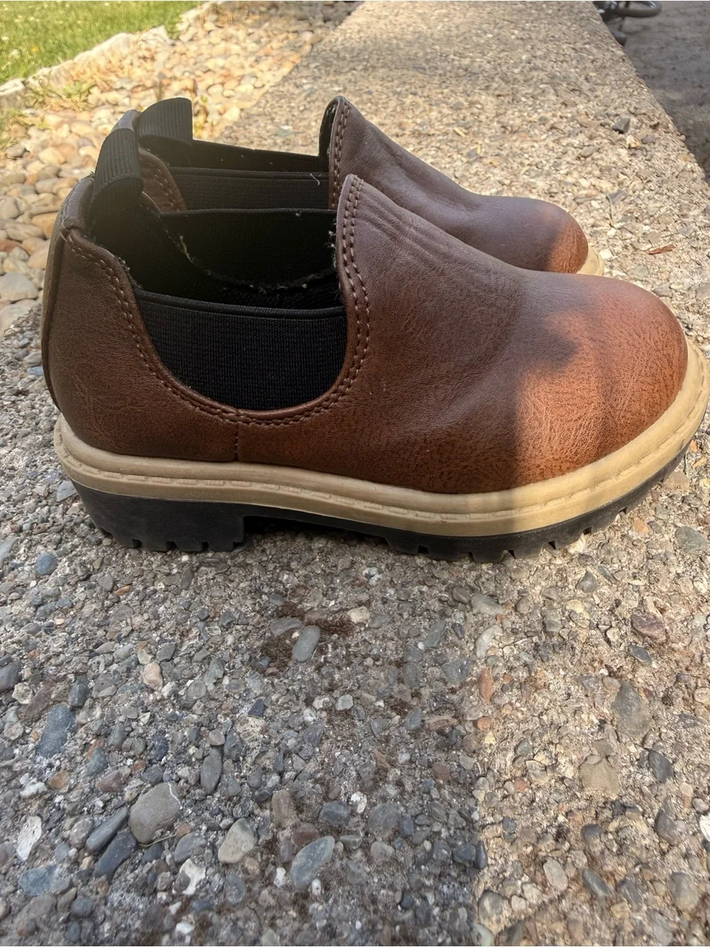 Western Chief Brown Toddler Slip-On Loafers with Black Elastic